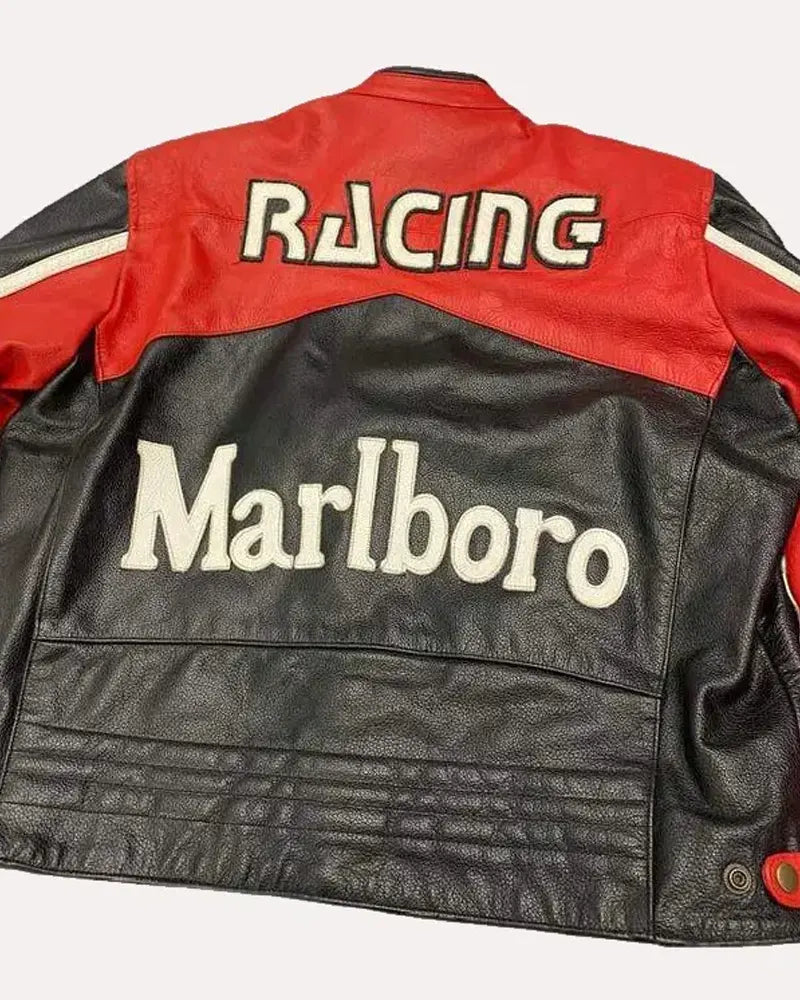 Marlboro Red & Black Mens Leather Jacket