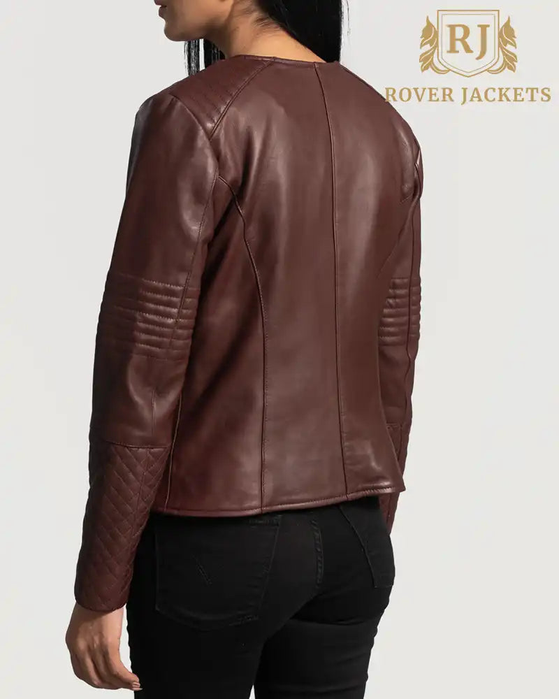 Maroon Nexi Quilted Leather Jacket