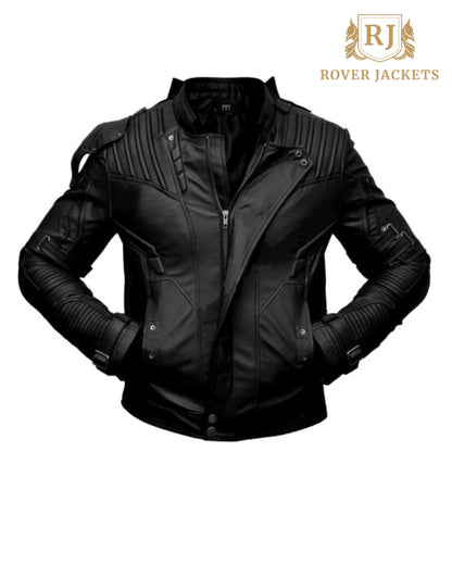 Men Star-Lord Designer Black Leather Jacket