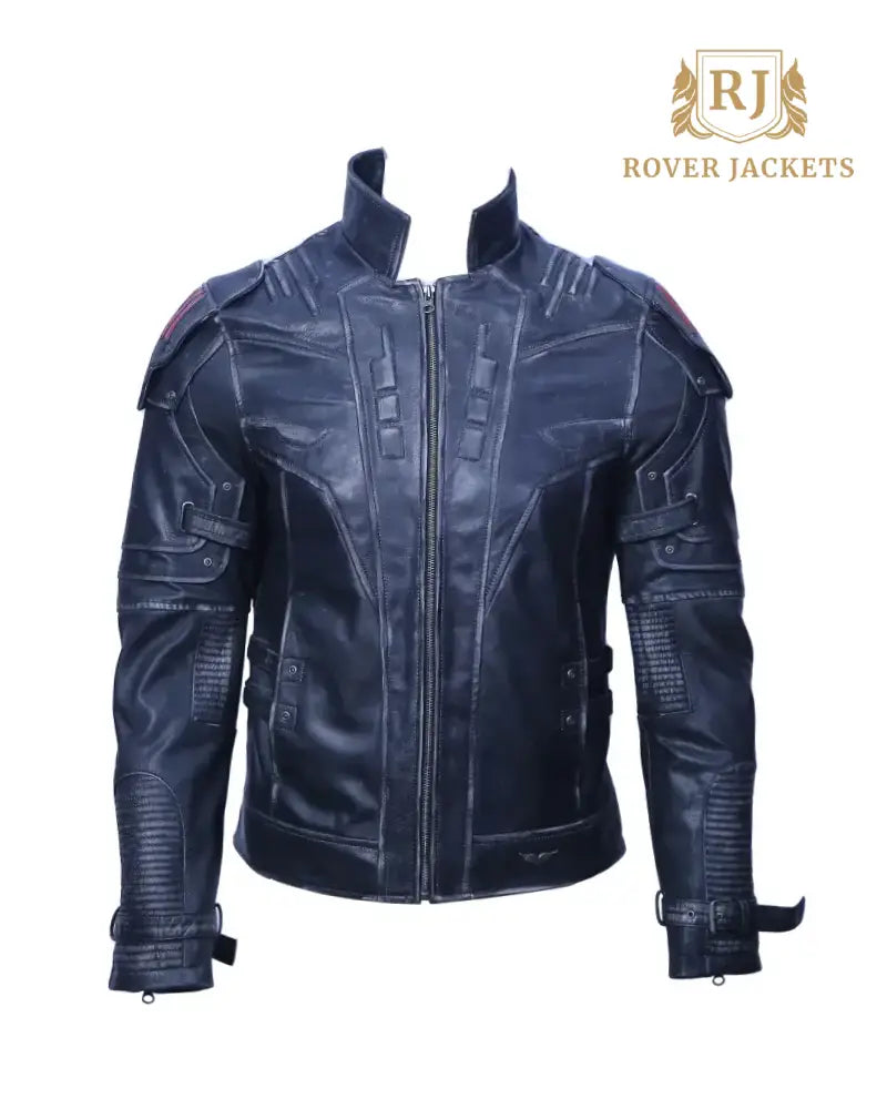 Men's Black Leather Biker Jacket – Premium Motorcycle Armor Style Outerwear