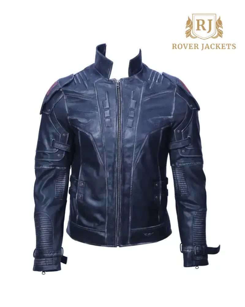 Men's Black Leather Biker Jacket – Premium Motorcycle Armor Style Outerwear