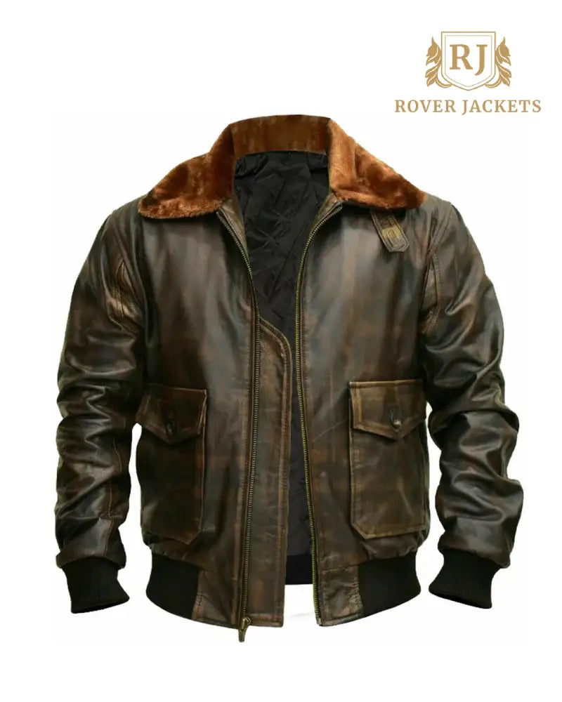 Men's Distressed Brown G-1 Aviator Jacket :Vintage-Inspired Style