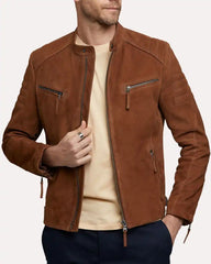 Men s Express Genuine Suede Biker Leather Jacket Rover Jackets
