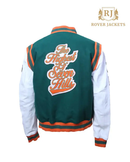 Men's Green and Orange FAMU Varsity Jacket - Classic Letterman Style with White Sleeves