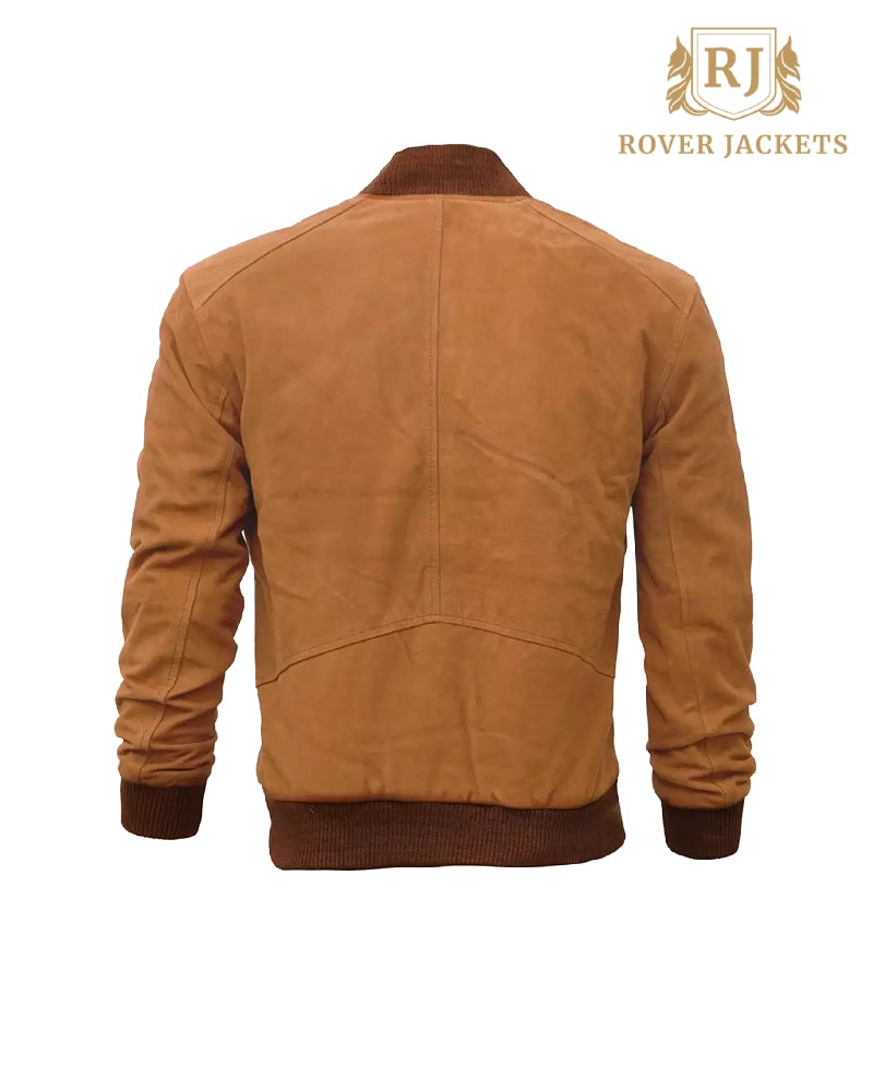 Men's Light Brown Premium Suede Bomber Jacket