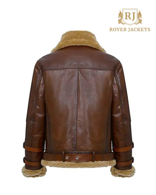 Men's Premium Shearling B3 Bomber Jacket with Belt