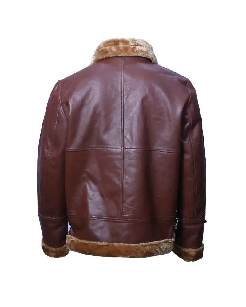 Men's Shearling Leather Aviator Jacket - Warm and Stylish