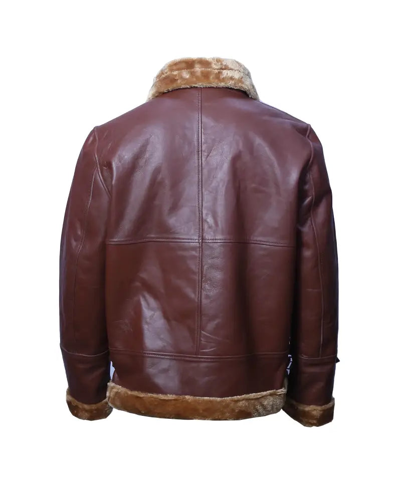 Men's Shearling Leather Aviator Jacket - Warm and Stylish