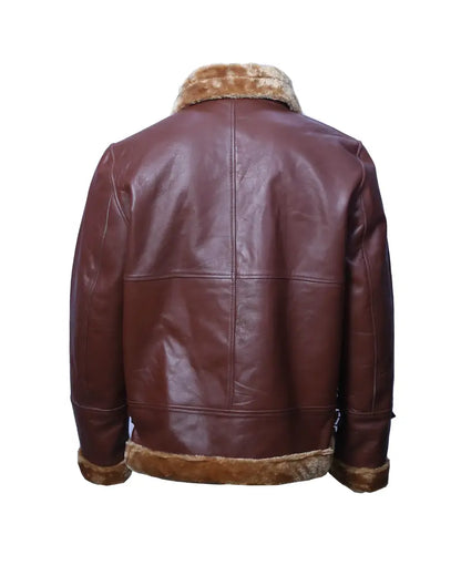 Men's Shearling Leather Aviator Jacket - Warm and Stylish