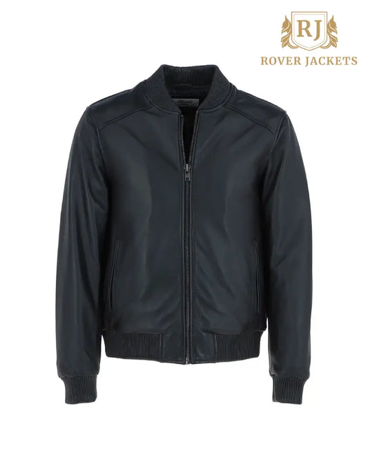 Mens 2436 Black Leather Bomber Jacket