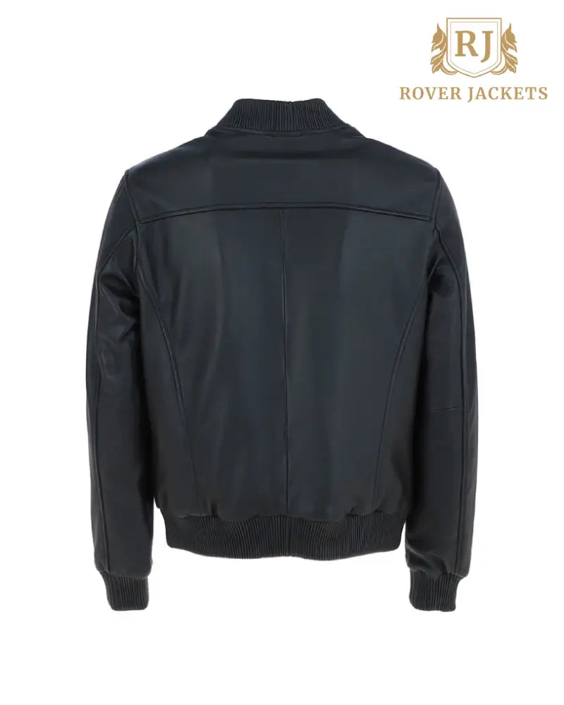 Mens 2436 Black Leather Bomber Jacket