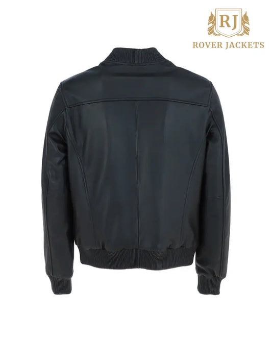 Mens 2436 Black Leather Bomber Jacket