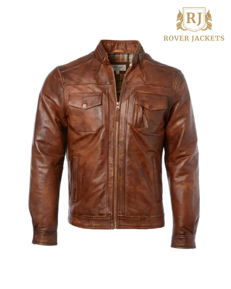 Mens Brown Edinburgh Tan Leather Jacket