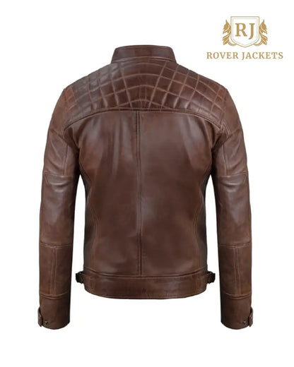 Chocolate Brown Cafe Mens Leather Motorcycle Jacket