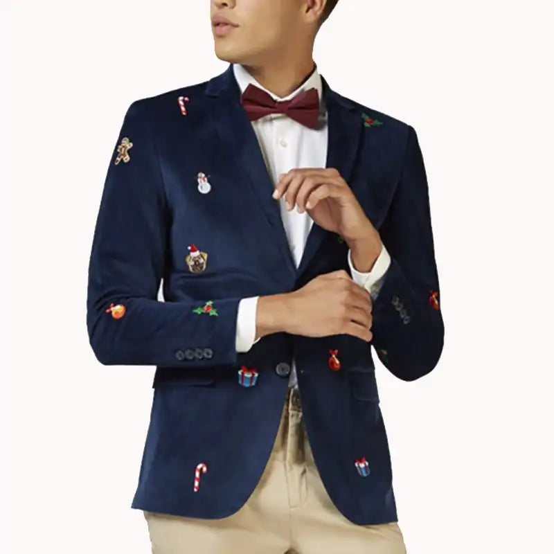 Mens Christmas Blazer Tuxedo Blue