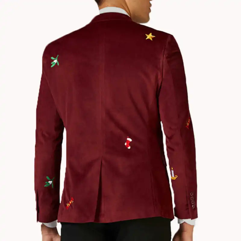 Mens Christmas Blazer Burgundy