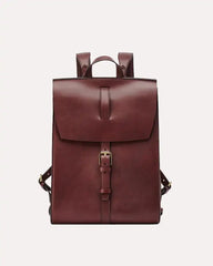 Mens Fold Over Genuine Leather Brown Backpack