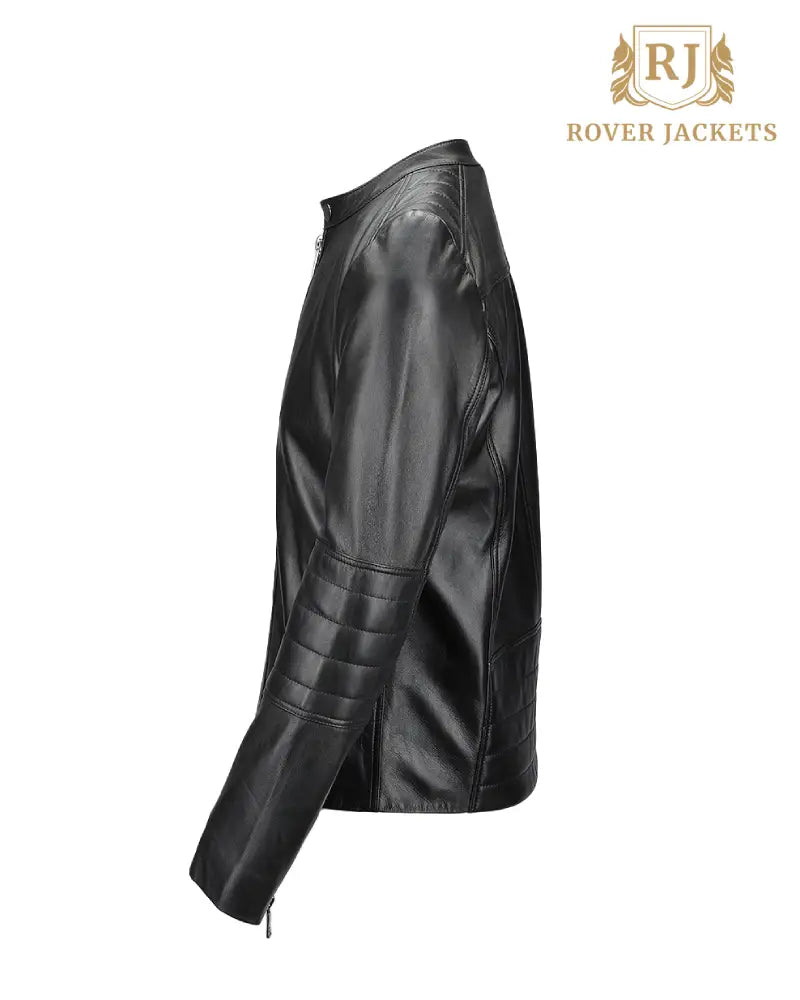 Mens McQueen Vegetable Tanned Black Leather Biker Jacket