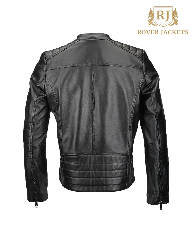 Mens McQueen Vegetable Tanned Black Leather Biker Jacket