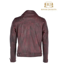 Mens Viking Bordeaux Leather Biker Jacket