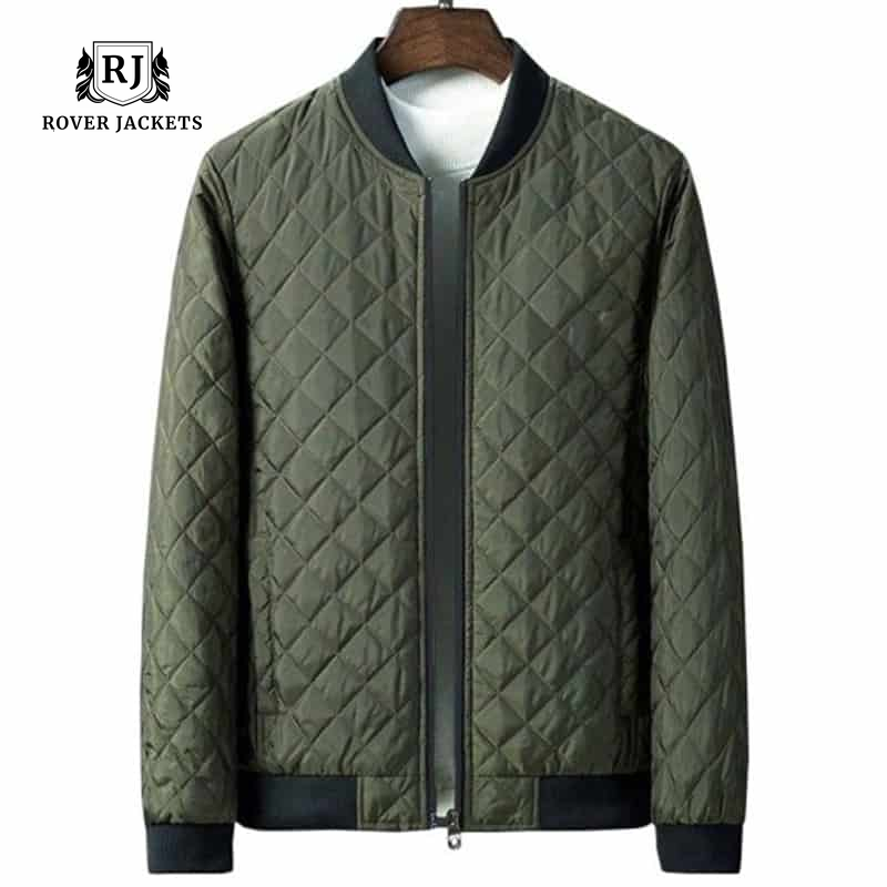 Mens Diamond Quilted MA-1 Bomber jacket Green