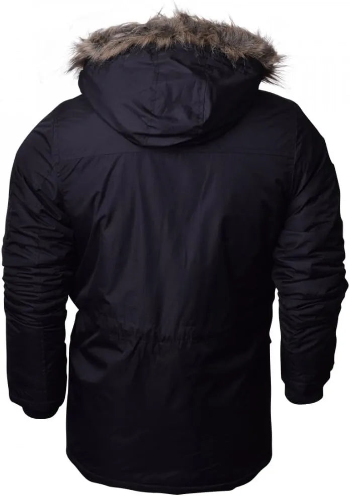Waterproof Winter Jacket Men Heavy Weight Fur Hood Parka Padded Black - Roverjackets