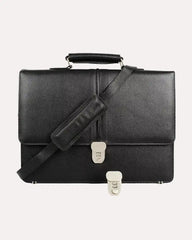 Messenger Bag in Black Leather Laptop