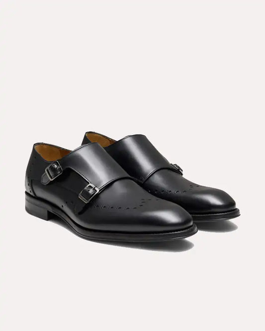 Mitchell Black Monk Strap Shoes