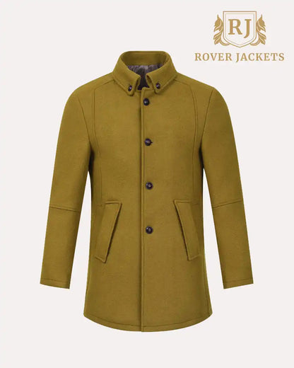 Mustard Button Down Collar Wool Jacket