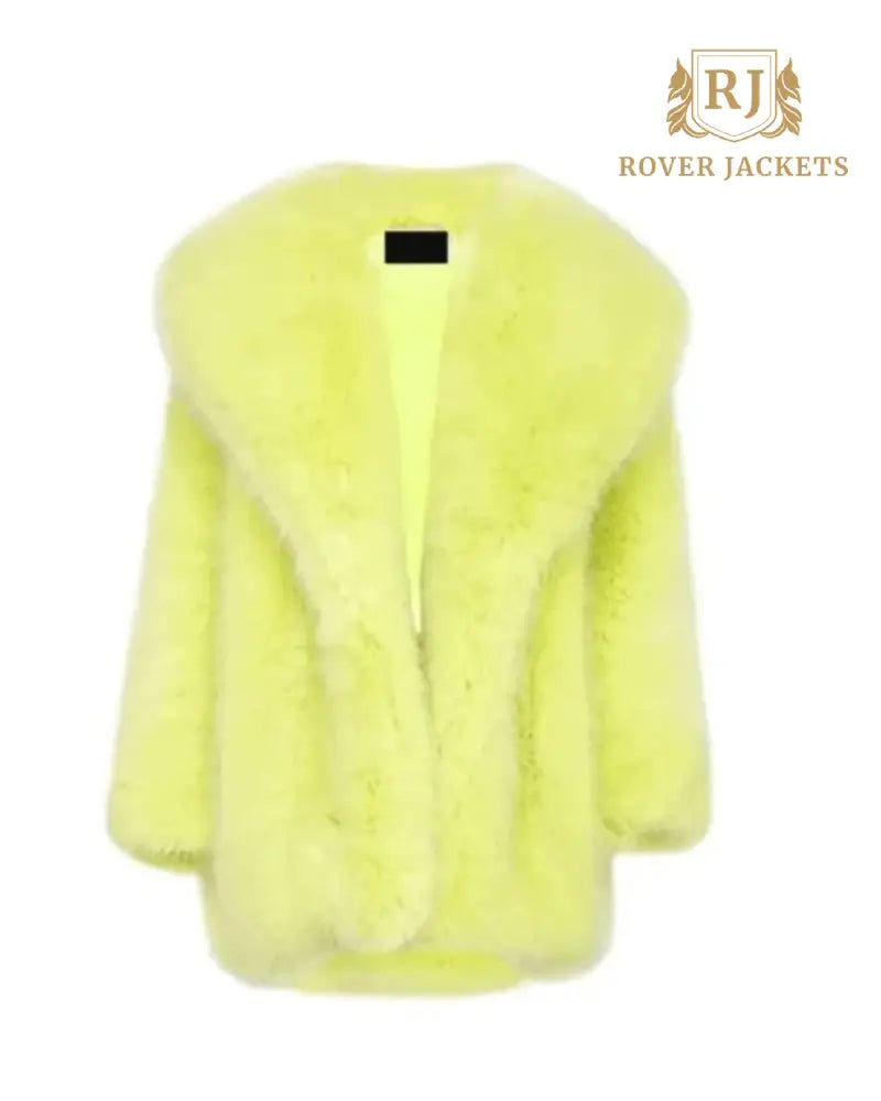 Manteau en fausse fourrure jaune fluo
