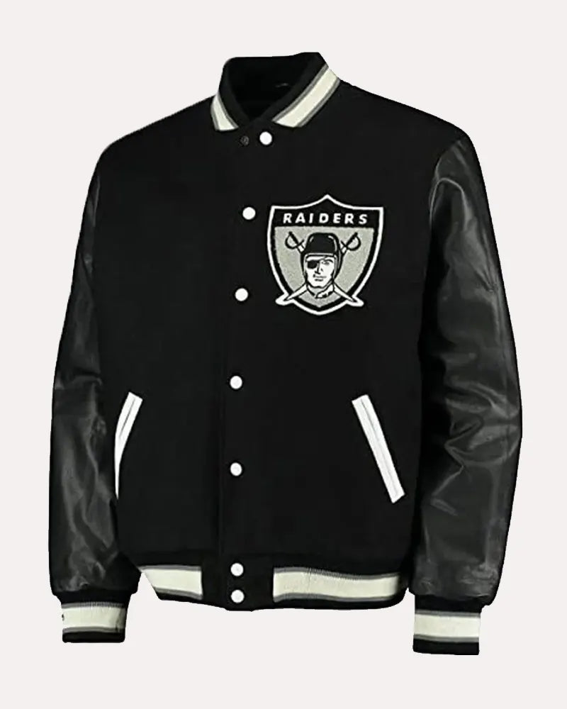 Oakland Black Varsity Raiders Letterman Jacket
