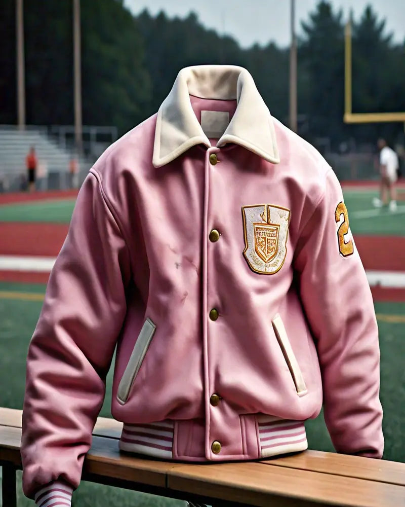 Pink Varsity Jacket Stylish High Schoo  Letterman Jacket