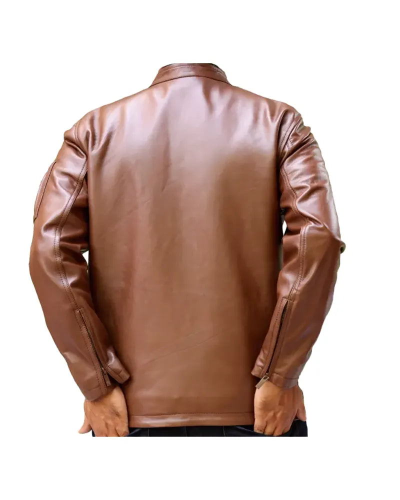 Buy Men's Fashion Plain Simple Collared Cow Leather Jacket Legend Style  Online in India - Etsy