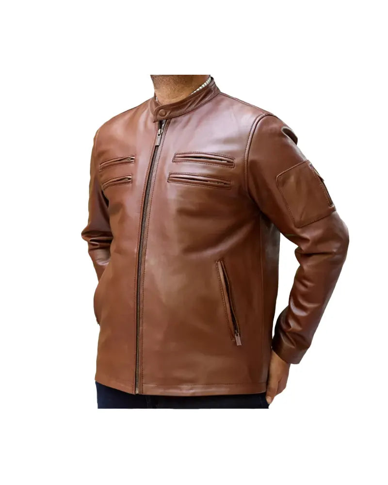 Men's Premium Leather Classic Motorcycle Jacket Plain Side – Vance Leather