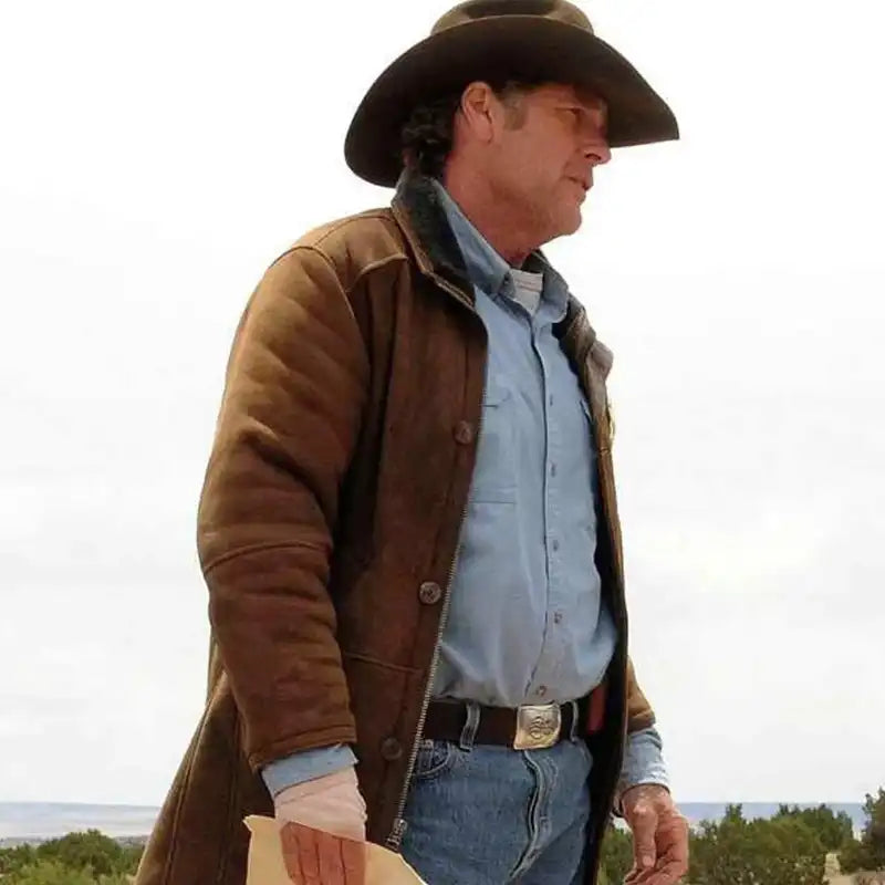 Robert Taylor Sheriff Walt Longmire Brown Suede Leather Coat