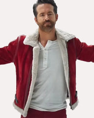 Red Santa Jacket Clint Briggs Shearling Ryan Reynolds Spirited