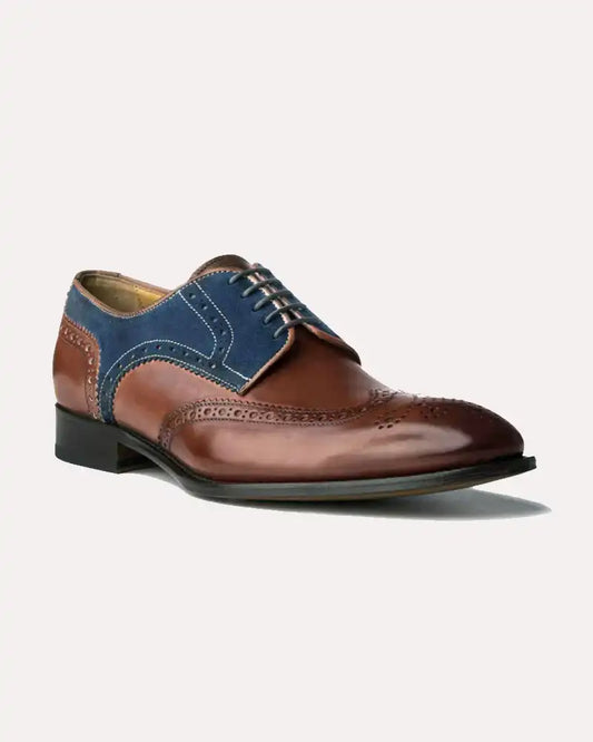 Suede Wingtip Shoes Brown Antique Blue