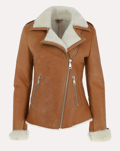 TEN BRAUNE PELZJACKE AUS SHEARLING