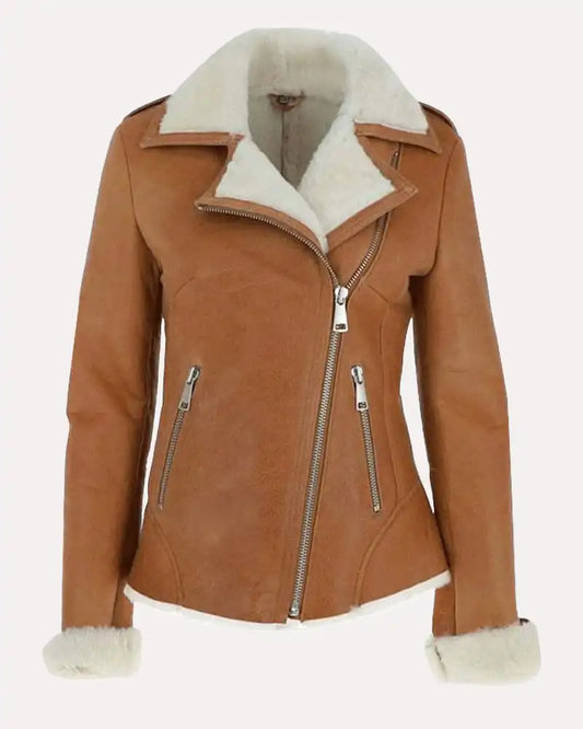 TEN BRAUNE PELZJACKE AUS SHEARLING