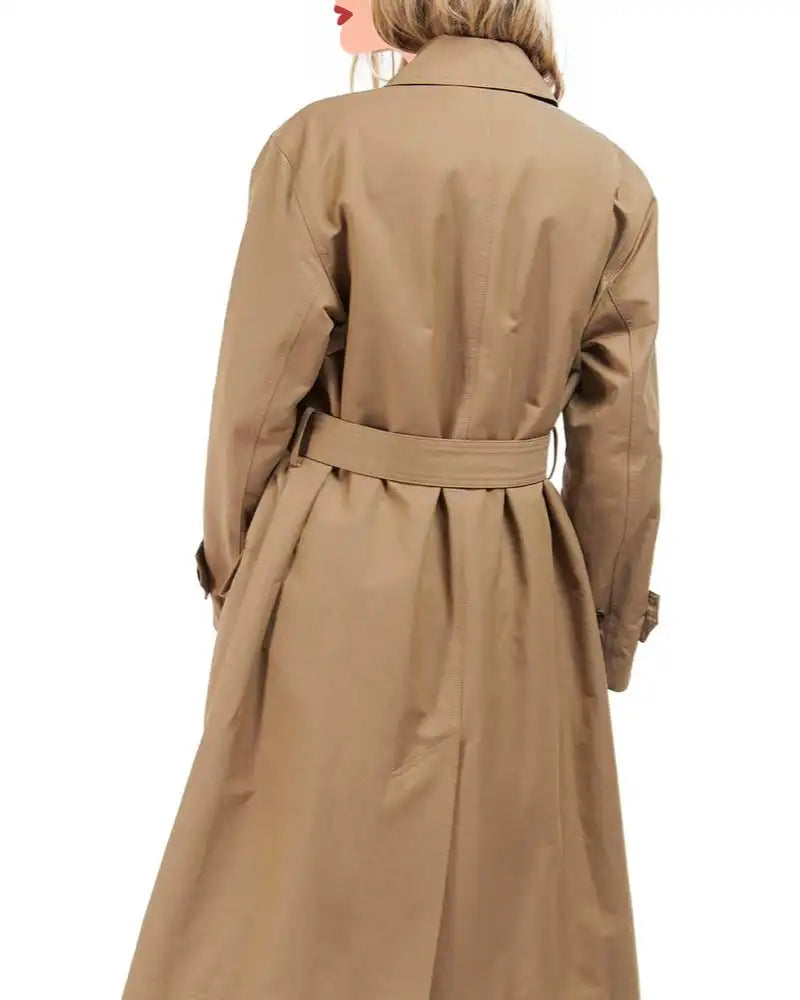 Trench Coat In Coffee Brown Opal Water Resistant Belted