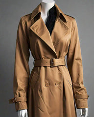 Stretch Cotton Blend Belted Trench Coat