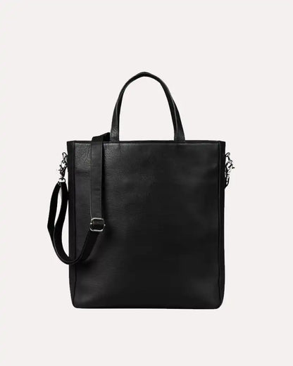 Unisex Leather Black Tote Bag