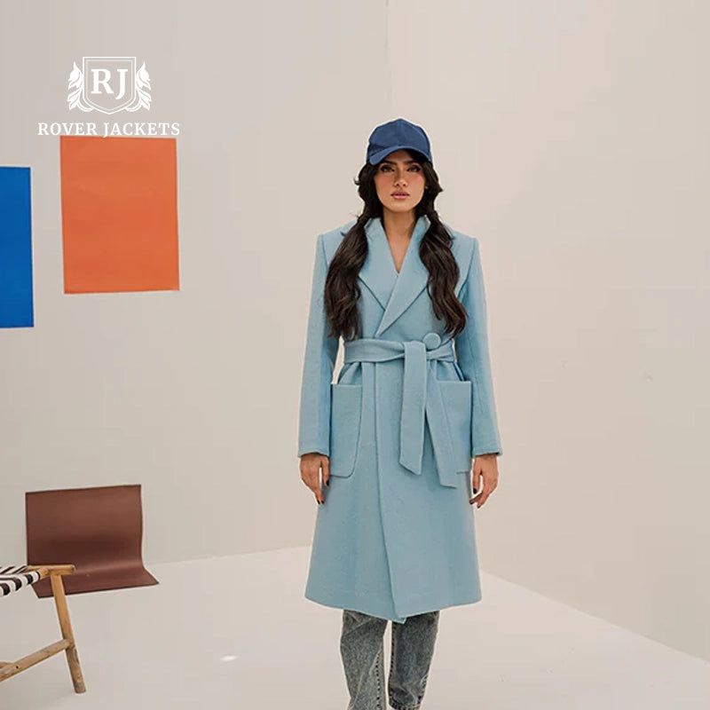 Ice Blue Satin Midi Slip Dress &amp; Matching Coat