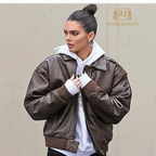 Kendall's Oversized Chocolate Brown Leather Bomber