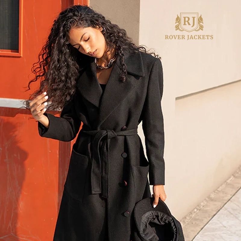 Black Maxi Length Trench Coat