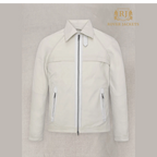 Statham's White Zip Leather Bomber Jacket