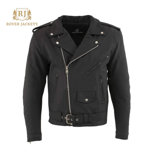 Black Belted Motorcycle Jacket