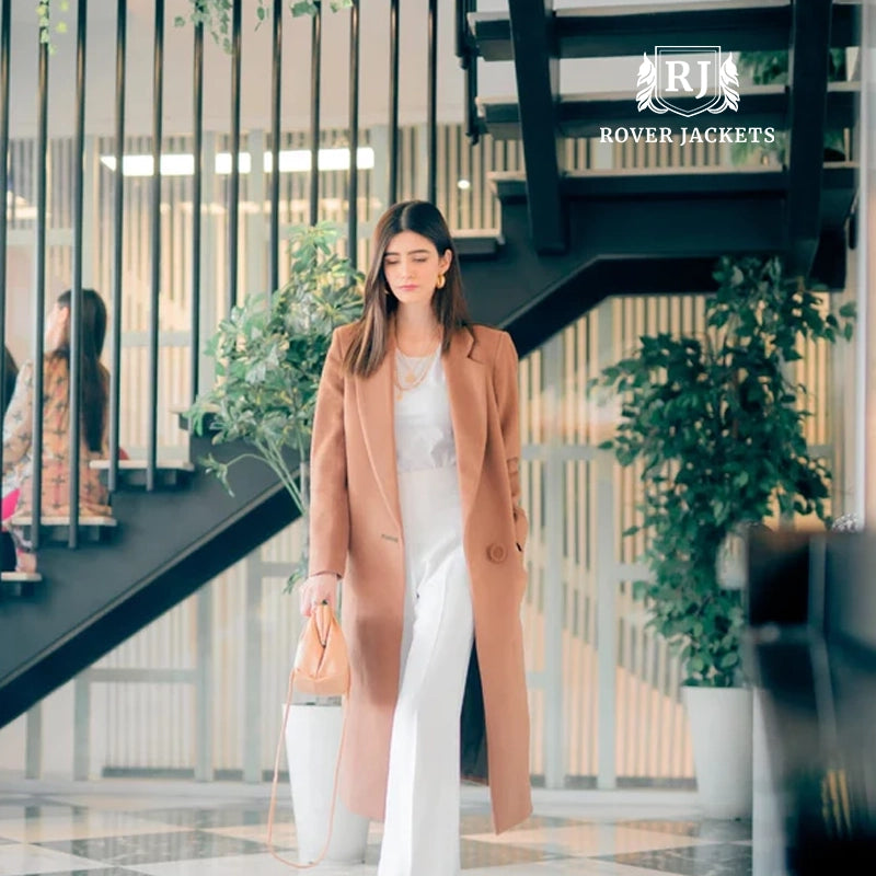 Tan Tailored Wool Maxi Overcoat