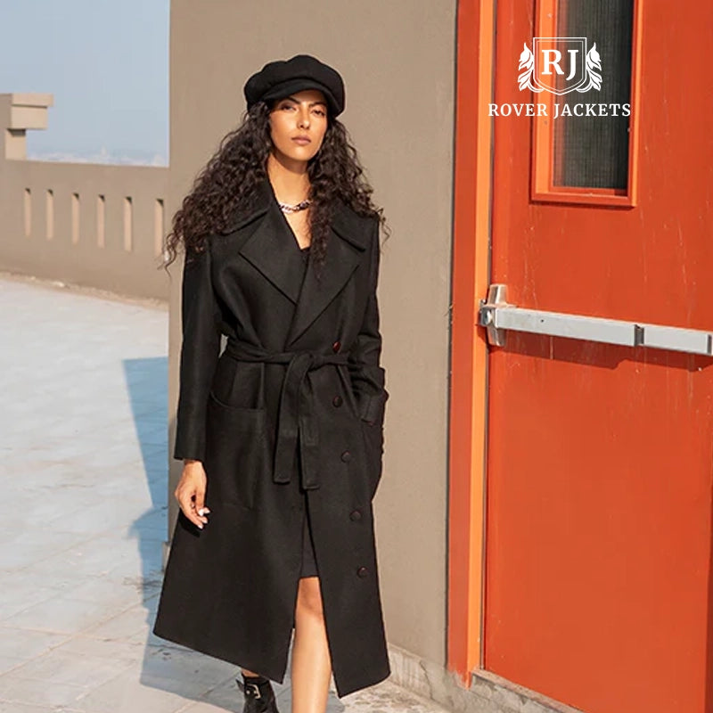 Black Maxi Length Trench Coat