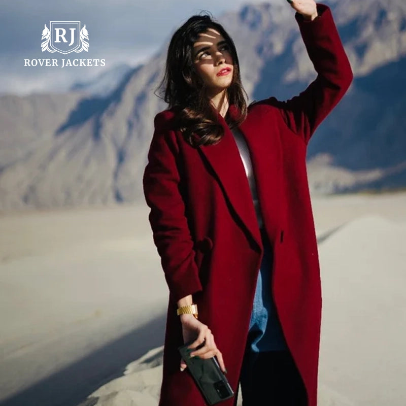 Deep Burgundy Long Duster Travel Coat